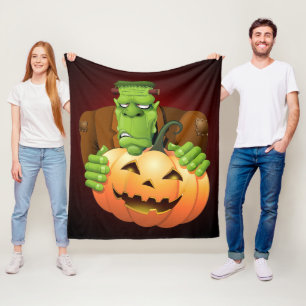 Couverture Polaire Dessin de Frankenstein Monster avec Citrouille