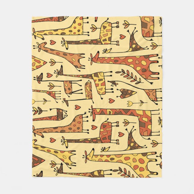 Couverture Polaire Dessin De Giraffe, Amusant Design Sans Fil. (Devant)