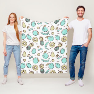 Couverture Polaire Dessin de la ligne d'été du Motif de fruits mignon