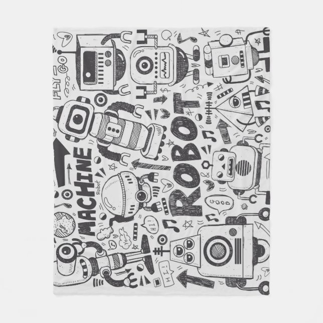 Couverture Polaire Dessin de l'illustrateur de robots à doodles (Devant)