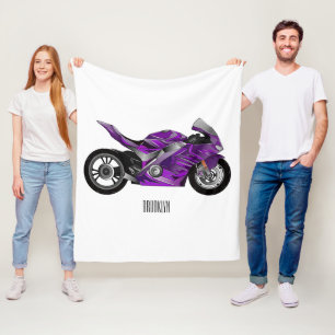 Couverture Polaire Dessin de moto de sport violet