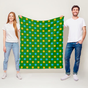 Couverture Polaire Dessin de pois verts jaunes et noirs 
