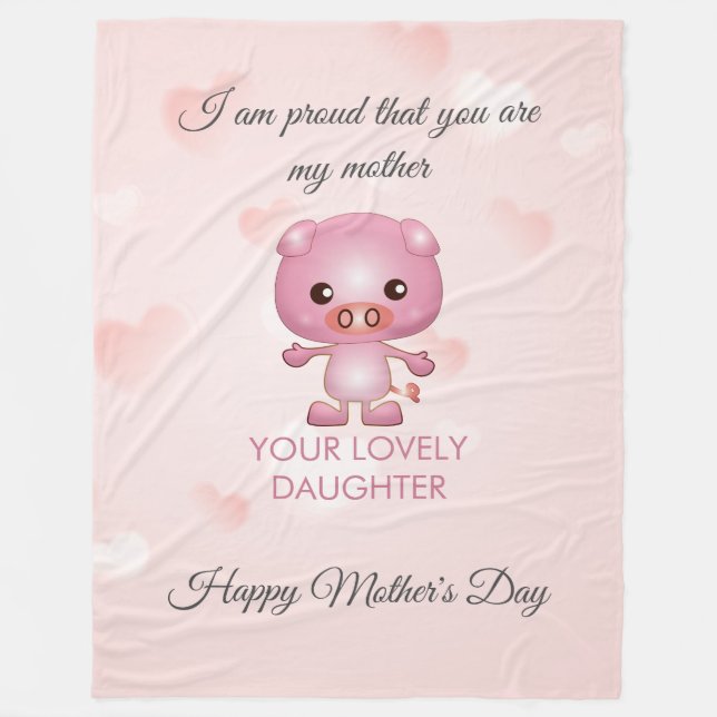 Couverture Polaire Dessin de porc rose (Devant)