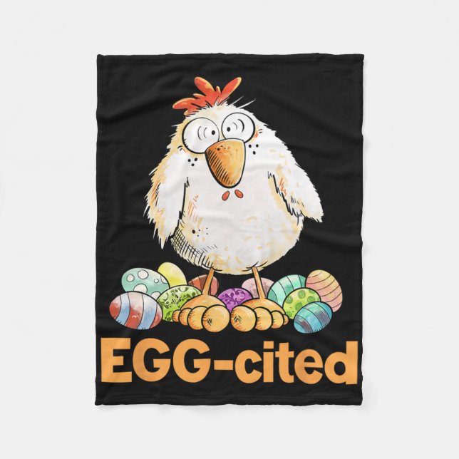 Couverture Polaire Dessin de poulet de Pâques drôle excitant (Devant)