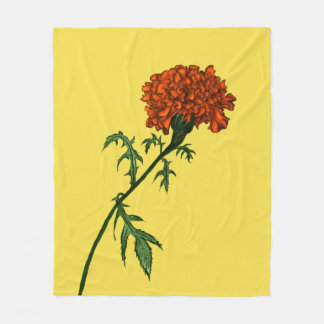 Couverture Polaire Dessin d'encre de Fleur Marigold