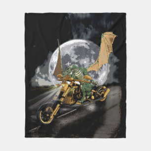 Couverture Polaire Dessin Dragon et Imaginaire Lune