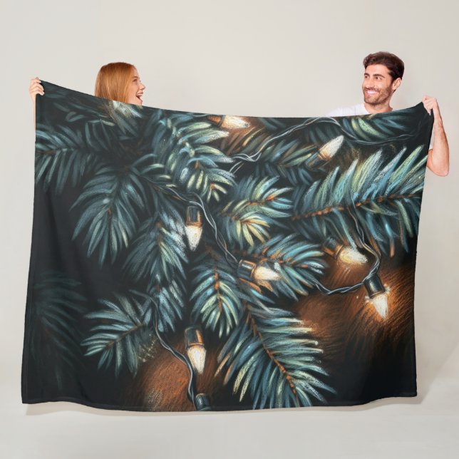 Couverture Polaire Dessin dur Pascal Chaîne de Noël Lumière (En situation)
