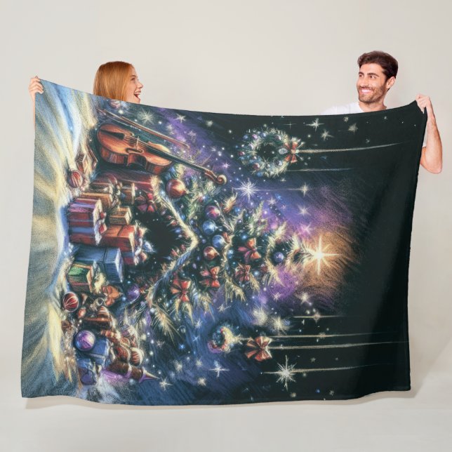 Couverture Polaire Dessin dur Pastel Noël Motif vacances (En situation)