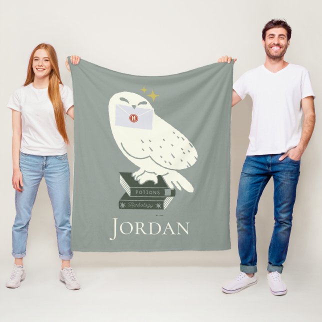 Couverture Polaire Dessin fantaisiste d'Hedwig avec lettre (En situation)