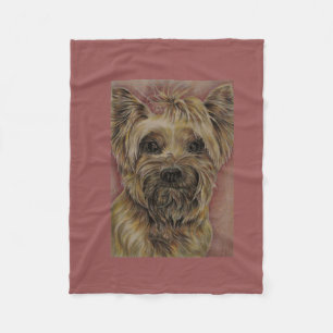 Couverture Polaire Dessin mignon de Yorkie heureux soyeux dans le