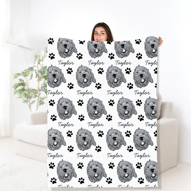 Couverture Polaire Dessin personnalisé Goldendoodle Chien (Créateur téléchargé)