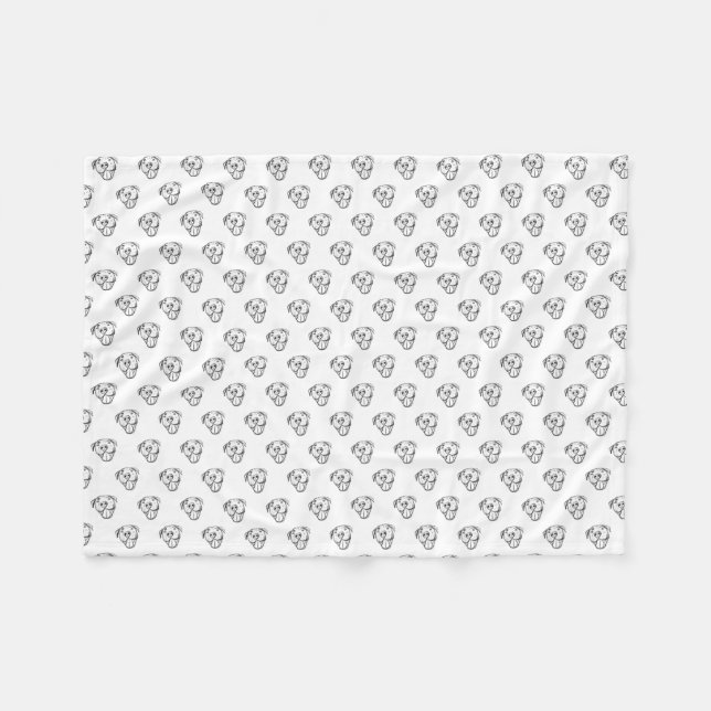 Couverture Polaire dessin pitbull simple amoureux des chiens noir bla (Devant (Horizontal))
