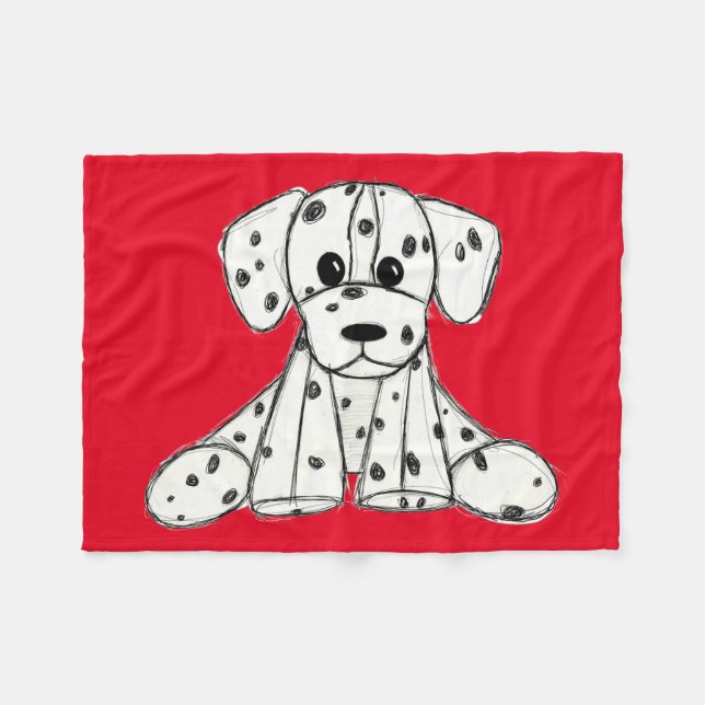 Couverture Polaire Dessin simple de contour de chien en peluche dalma (Devant (Horizontal))