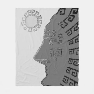 Couverture Polaire Dessin stylé de Machu Picchu sur fond gris argent