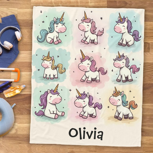 Couverture Polaire Dessins Licorne Mignons et Fantaisistes (Créateur téléchargé)