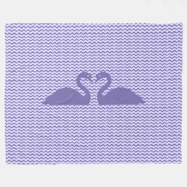 Couverture Polaire Deux cygnes et motif ondulé (Devant (Horizontal))