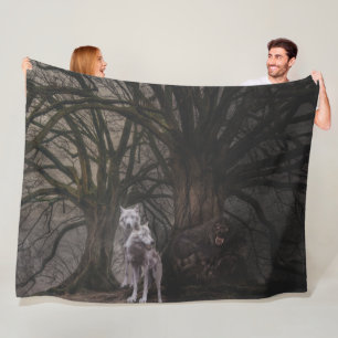 Couverture Polaire DEUX LOUPS et un WEREWOLF