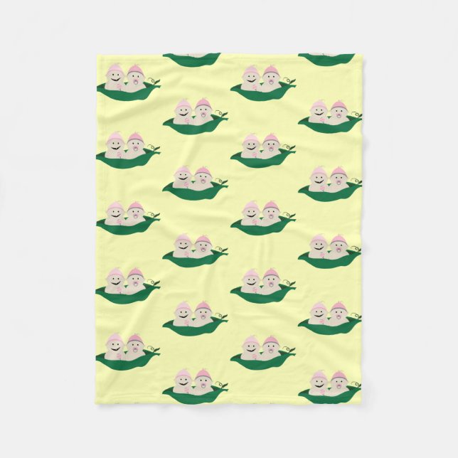 Couverture Polaire Deux pois dans une cosse jumelle des bébés (Devant)