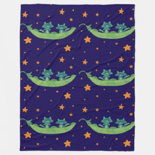 Couverture Polaire Deux ratons laveurs dans une cosse de pois Art f