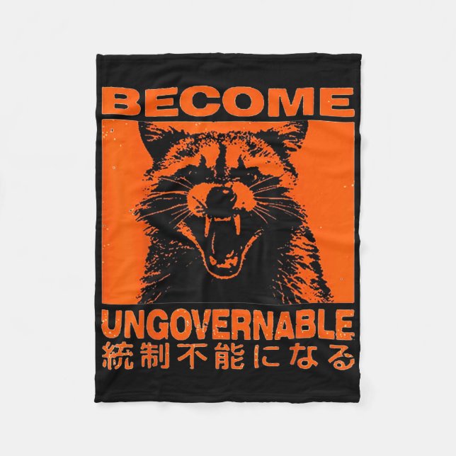 Couverture Polaire Devenir ingouvernable Funny Raccoon Japonais Vêtem (Devant)