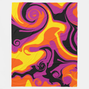 Couverture Polaire Déversement - orange, noir, rose et jaune