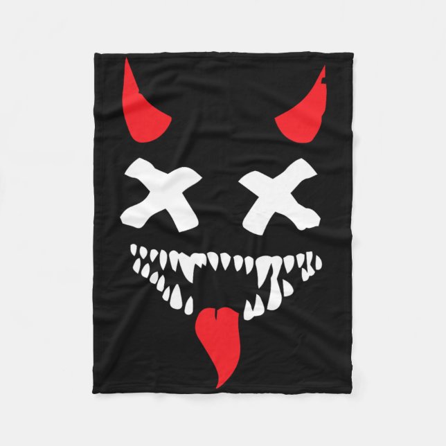 Couverture Polaire Devil Visage Lazy Halloween Costume d'effroi Dépla (Devant)