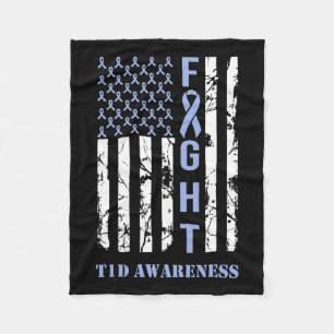 Couverture Polaire Diabète T1d Mois de sensibilisation drapeau bleu R