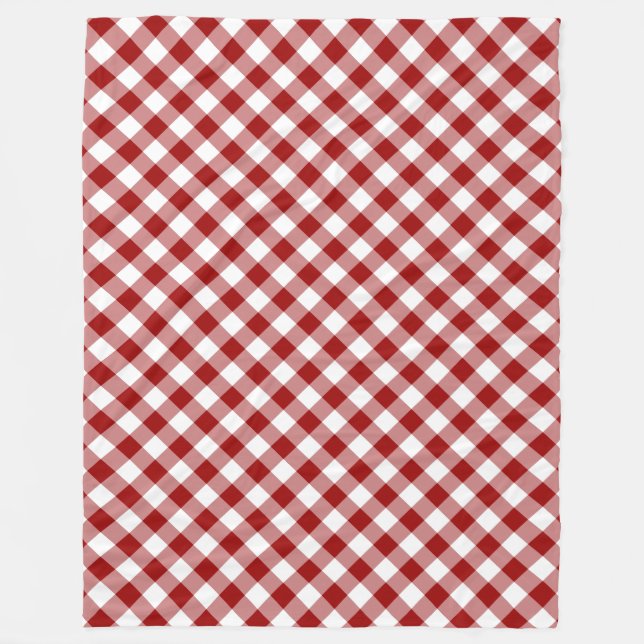Couverture Polaire Diagonal rouge et blanc En vichy plaid (Devant)