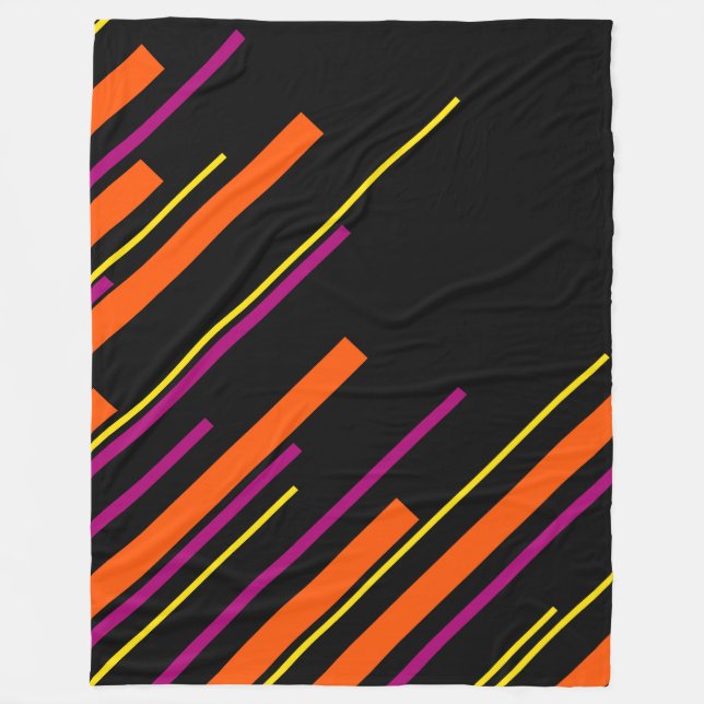Couverture Polaire Diagonales - Noir, rose, orange et jaune (Devant)