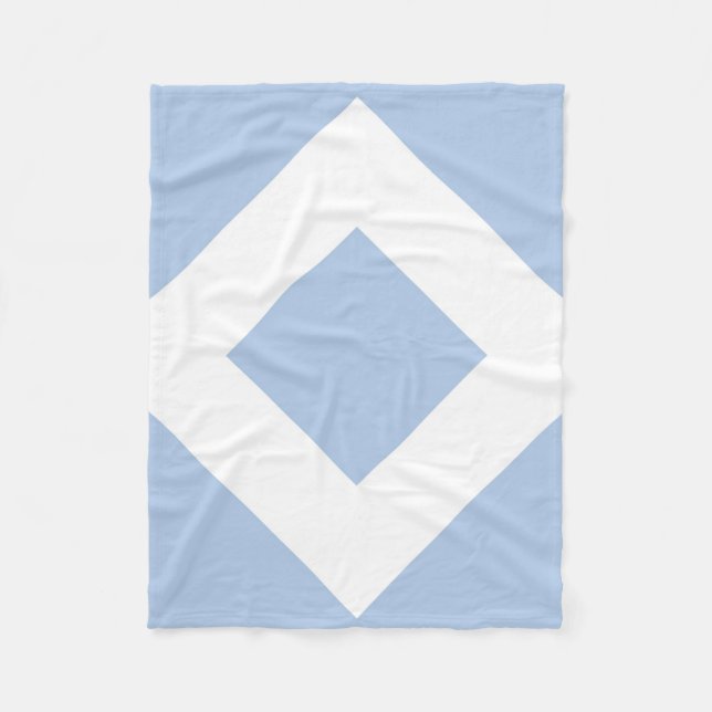 Couverture Polaire Diamant bleu pâle, Bordure blanche gras (Devant)