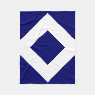 Couverture Polaire Diamant Bleu Profond, Bordure Blanche Gras