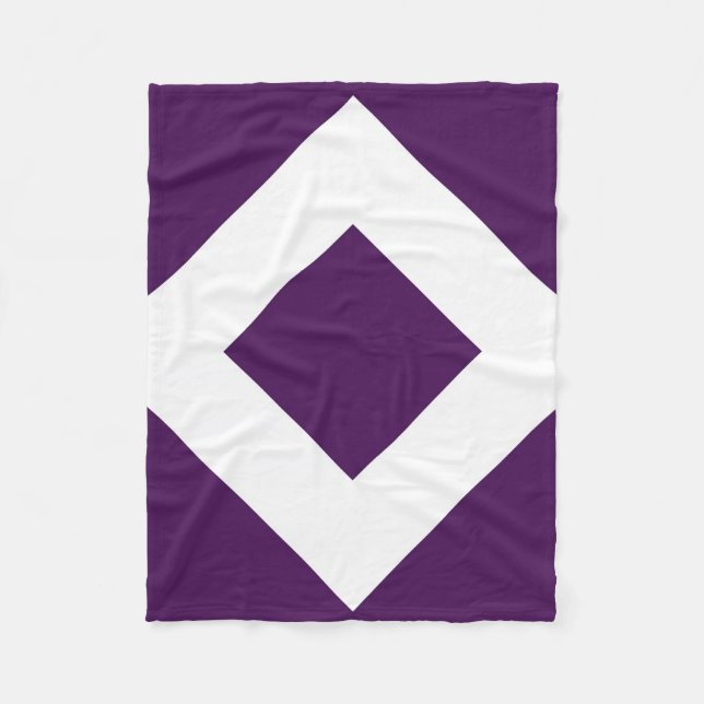 Couverture Polaire Diamant Profond Violet, Bordure Blanche Gras (Devant)