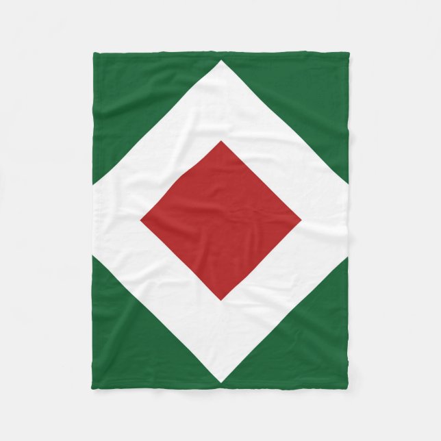 Couverture Polaire Diamant rouge, Téméraire blanc sur Vert (Devant)