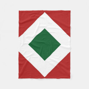Couverture Polaire Diamant vert, Bordure blanche gras sur Rouge