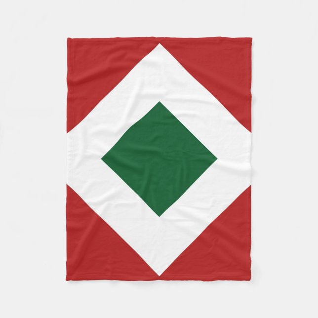 Couverture Polaire Diamant vert, Bordure blanche gras sur Rouge (Devant)
