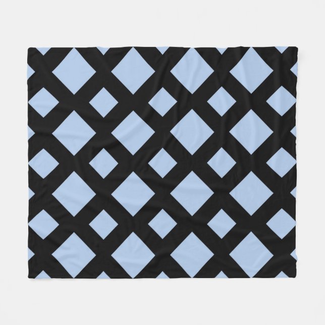 Couverture Polaire Diamants bleus clairs sur noir (Devant (Horizontal))