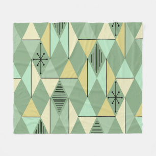 Couverture Polaire Diamants d'Art de l'Âge Atomique Mint Vert Jaune