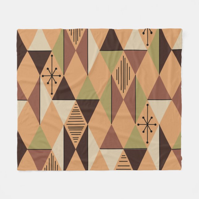 Couverture Polaire Diamants d'Art de l'Âge Atomique Orange Vert Brown (Devant (Horizontal))