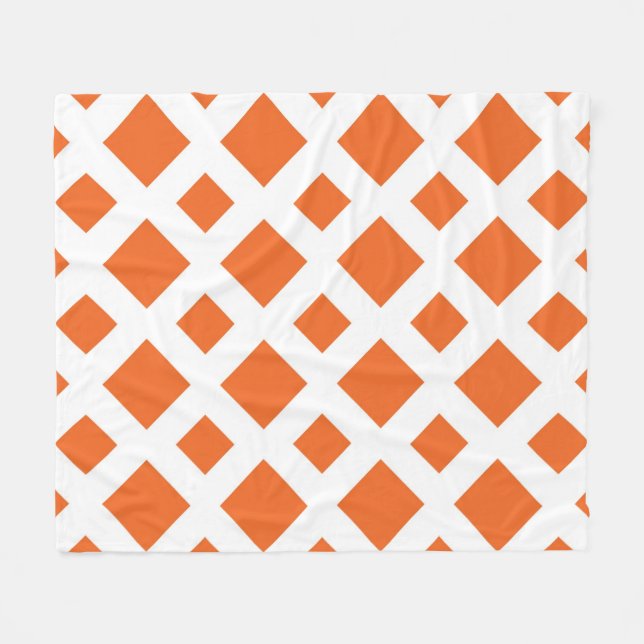 Couverture Polaire Diamants orange sur blanc (Devant (Horizontal))