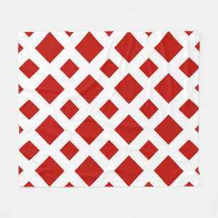 Couverture Polaire Diamants rouges sur blanc