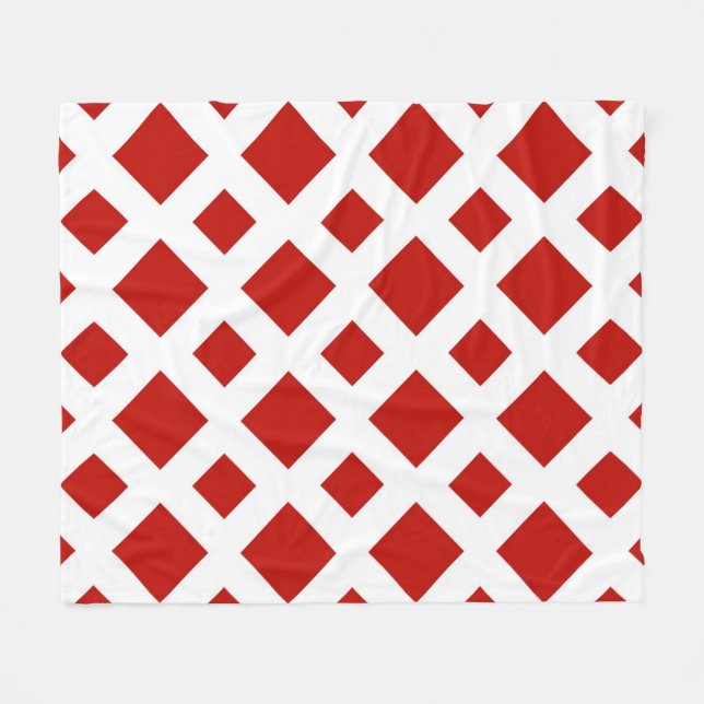 Couverture Polaire Diamants rouges sur blanc (Devant (Horizontal))