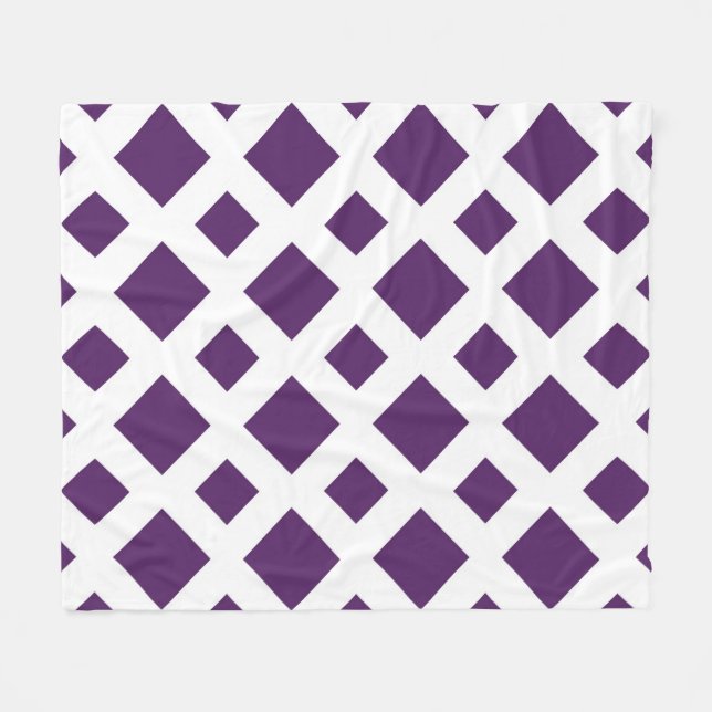 Couverture Polaire Diamants violets sur blanc (Devant (Horizontal))