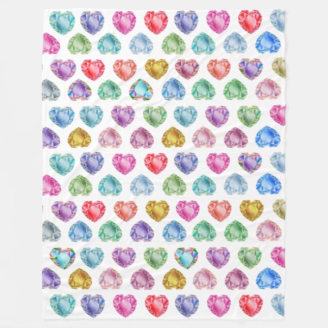 Couverture Polaire Diamond Heart Aquarelle Motif mignon Pastel Girly (Devant)