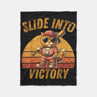 Couverture Polaire Diapositive Dans Victory Drôle Chat Baseball Sunse