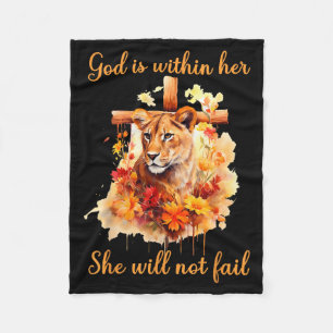 Couverture Polaire Dieu Est En Elle Elle Ne Echouera Pas Lionne Croix