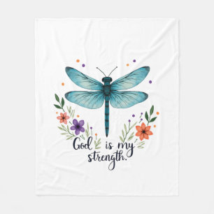 Couverture Polaire Dieu est ma force Floral Libellule T-Shirt Chrétie