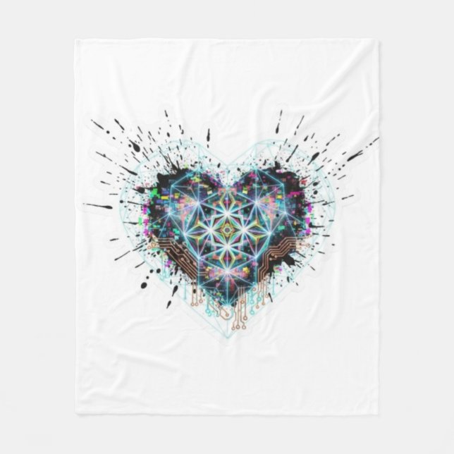 Couverture Polaire Digital Heart Sacred Geometry Heart Design  (Devant)