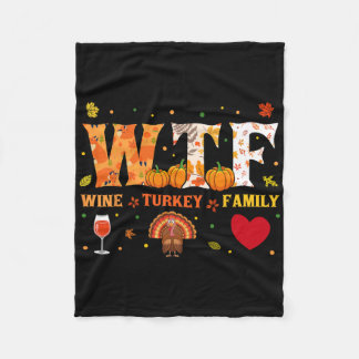Couverture Polaire Dinde au vin Famille Wtf Cadeau drôle de Thanksgiv