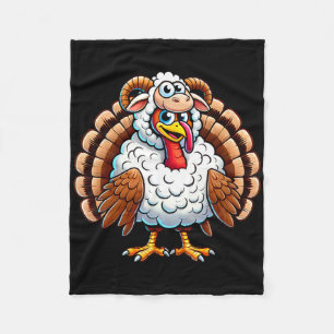 Couverture Polaire Dinde de Thanksgiving déguisée en mouton humour de