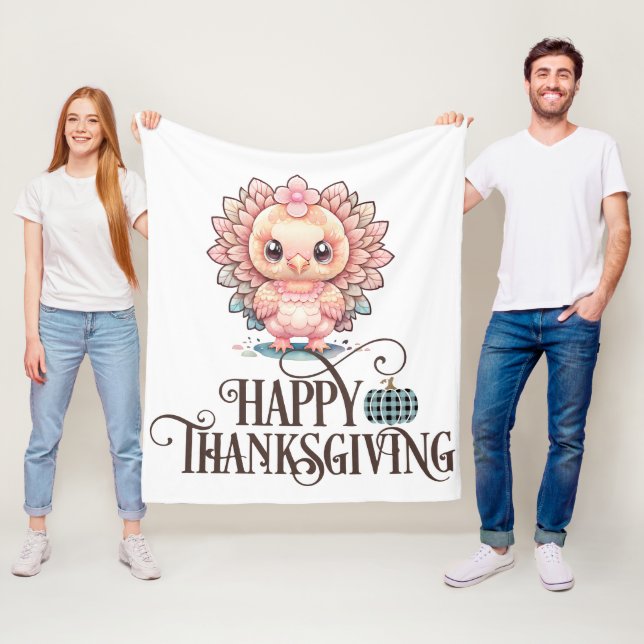 Couverture Polaire Dinde de Thanksgiving mignonne (En situation)